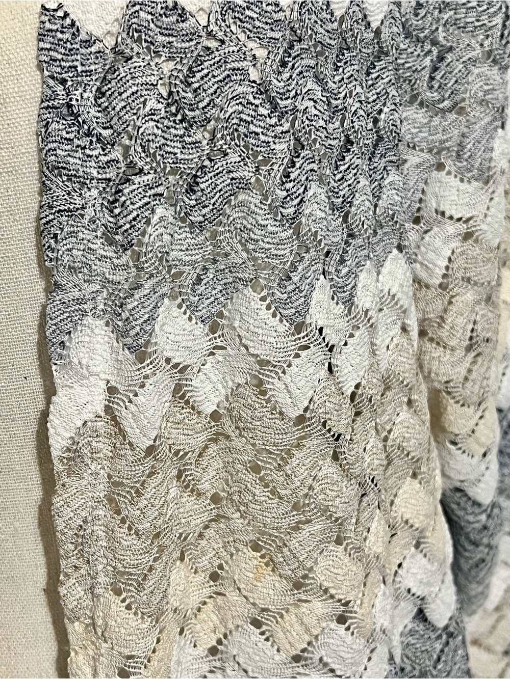 Alfred Dunner striped open-front light cardigan - Gray White Cream - Large - Picture 2 of 5